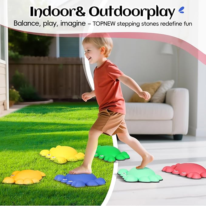 TOPNEW Stepping Stones for Kids, Non-Slip Balance Stepping Stones for Promoting Children's Coordination Skills, Toddler Stepping Stones Obstacle Course for Kids Age 3 4 5 6 7+