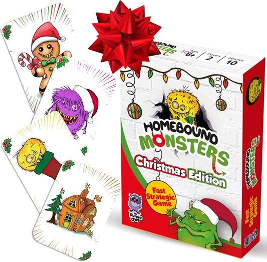 Kids Christmas Stocking Stuffers. Homebound Monsters Family Card Game,8-12 | Homebound Monsters Christmas Edition. Easy and fun strategic family card game. Small Stocking Stuffers for Kids 8-12 for two.