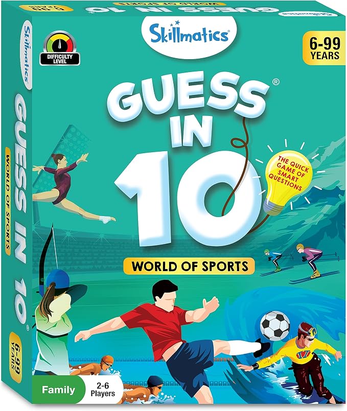 Skillmatics Guess in 10 Trivia Card Game – Sports, Gift for Boys & Girls | Educational Trivia Cards, Family Game Night, Travel Toy, Board Game, Screen-Free Fun, Kids Ages 6, 7, 8, 9 and Up