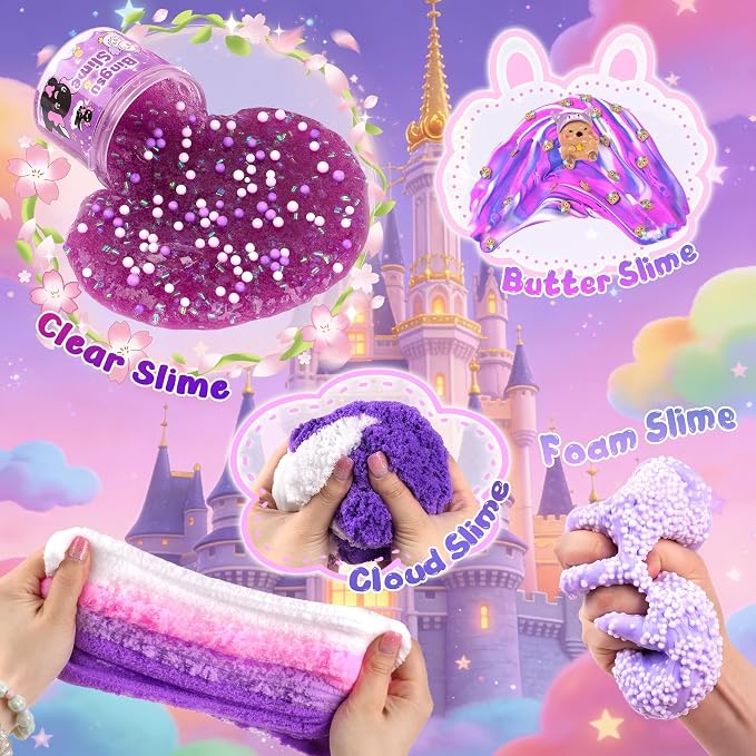 12-Pack Purple Slime Kit for Kids, Butter Cloud Squishy Party Favor Set | Birthday party favors, goodie bag stuffers, Easter basket fillers and sensory slime toys for boys and girls ages 4-10