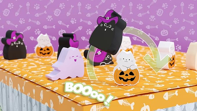 BOOoop by Smirk & Dagger: Adorable 2 Player Strategy Board Game | with 34 Cat and Kitten Pieces, Halloween edition with NEW Ghost cats, A for Couples, Family, Adults and Kids Ages 10 and Up