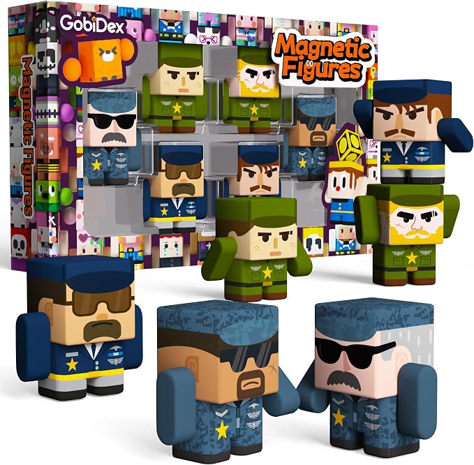 GobiDex 6PCS Magnetic Army Men, Compatible with Magnetic Building Blocks | Rotatable Magnet People Figures, Military Toys for Kids Ages 3+, Birthday Gifts for Boys & Girls