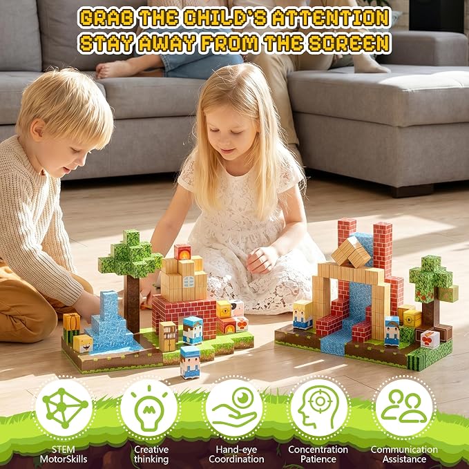 150PCS Magnetic Blocks, Magnetic Building Blocks, 0.78in Magnetic Building | STEM Game Stacking Toys for Kids, Birthday Gifts for Boys and Girls Age 3+ Years Old