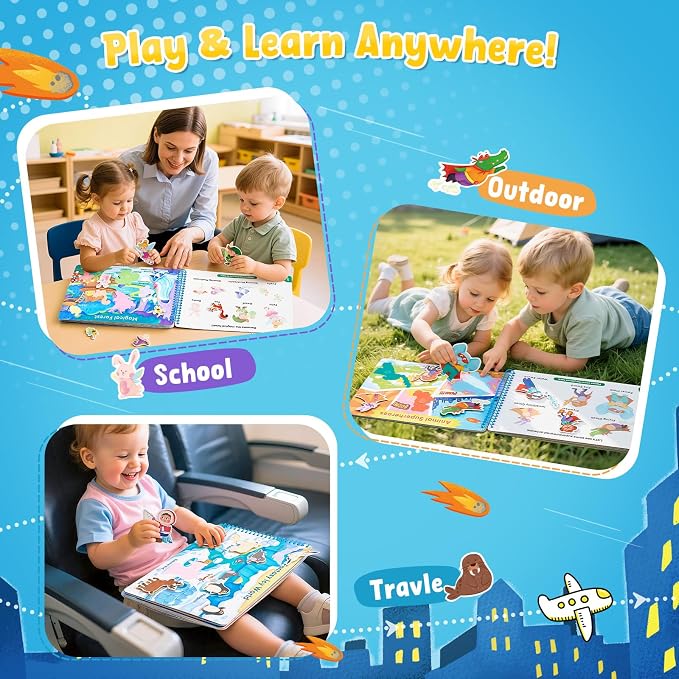 JoyCat Imagination Busy Book for Toddlers Ages 3-5, English | 15 fantasy scenes with magical creatures, underwater adventures and role-play worlds build creativity and preschool skills