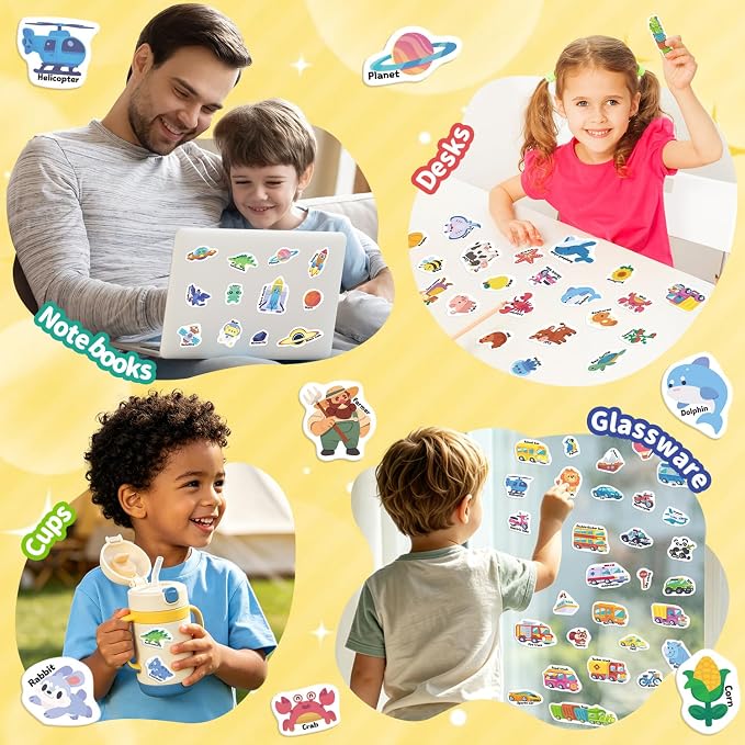 6 Pack Jelly Sticker Books for Toddlers, Reusable Sticker Books for Kids 3-6, Quiet Book for Ages 3+ Kids, Perfect Holiday & Birthday Gifts for Boys & Girls