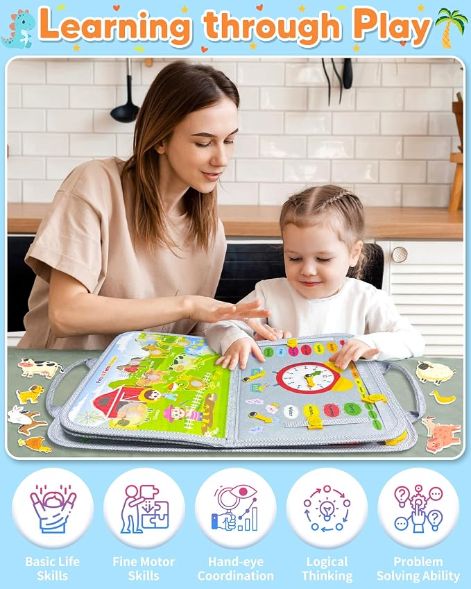 Busy Board Montessori Toys for Toddler Boy Birthday Gifts Busy Book | Sensory Toys, Airplane Car Travel Toy, Learning Educational Toys, Activity Book, Toddler Activities, Fine Motor Skills