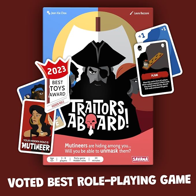 SAVANA Traitors Aboard - Award Winning Secret Identity Party Game - Fun, Bluffing and Betrayal | Easy to Learn, 15-Minute Round | Popular Games for 3-8 Players - Ages 10+