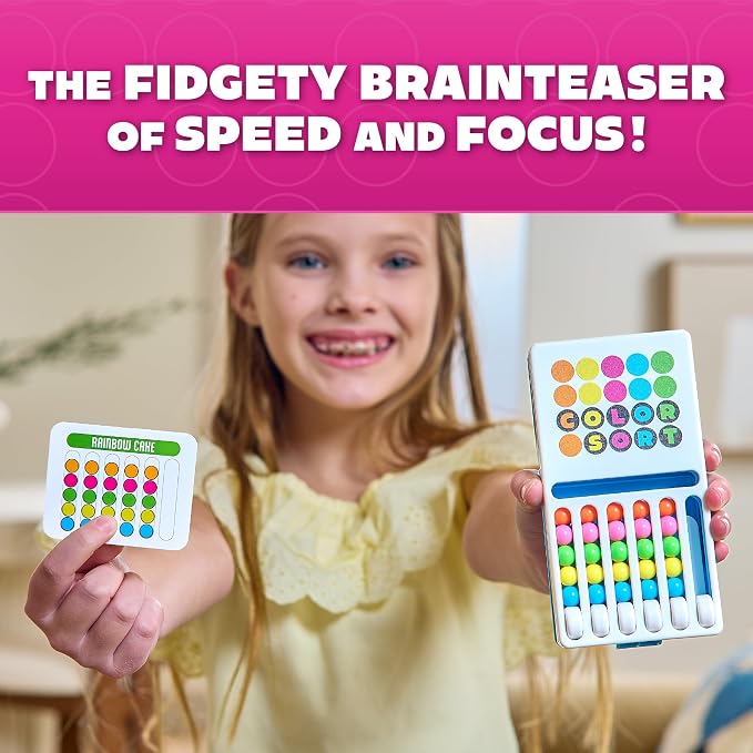 Brainwright Color Sort Game - Travel Brainteaser & Fidget Toy for Kids 8+, Fast Color Sorting Puzzle, Screen-Free Family Board Game