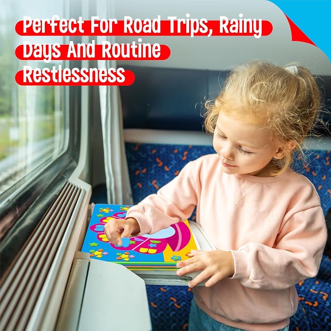 SpriteGru Foam Sticker Art Activity, 10 Princess & Castle Art Board with 1660 Foam Stickers in 10 Colors, Funny DIY Activity Creative Craft Kits Travel Game for Kids, Boys & Girls