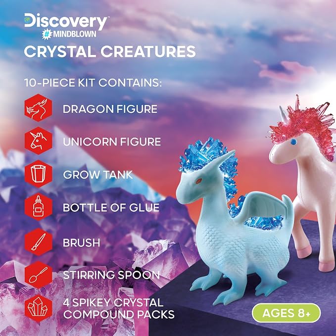 Discovery™ Dragon & Unicorn Crystal Grow Kit, DIY STEM Activity Set, Educational Arts & Crafts for Kids, Children's Chemistry & Science Learning Toy, Fun & Safe Science Project Gift Ages 8+