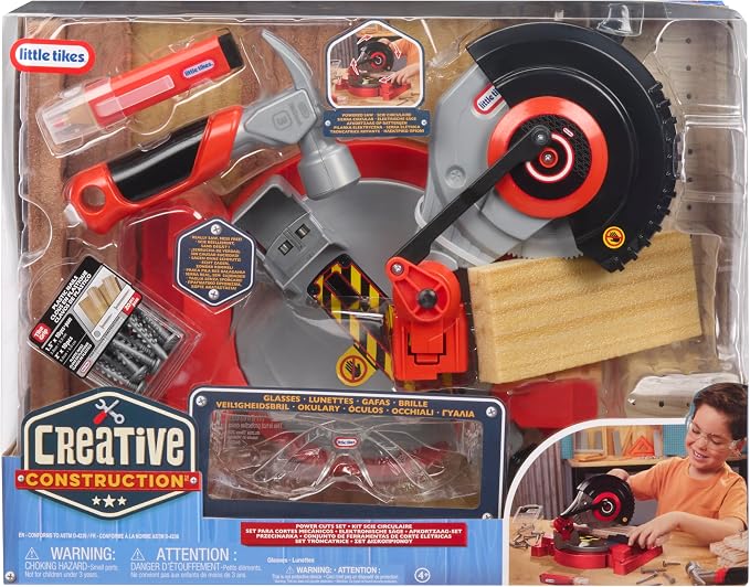 Little Tikes Creative Construction Power Cuts Set with 6 Accessories, Pretend Play Construction Set, for Boys and Girls Ages 3+ Years