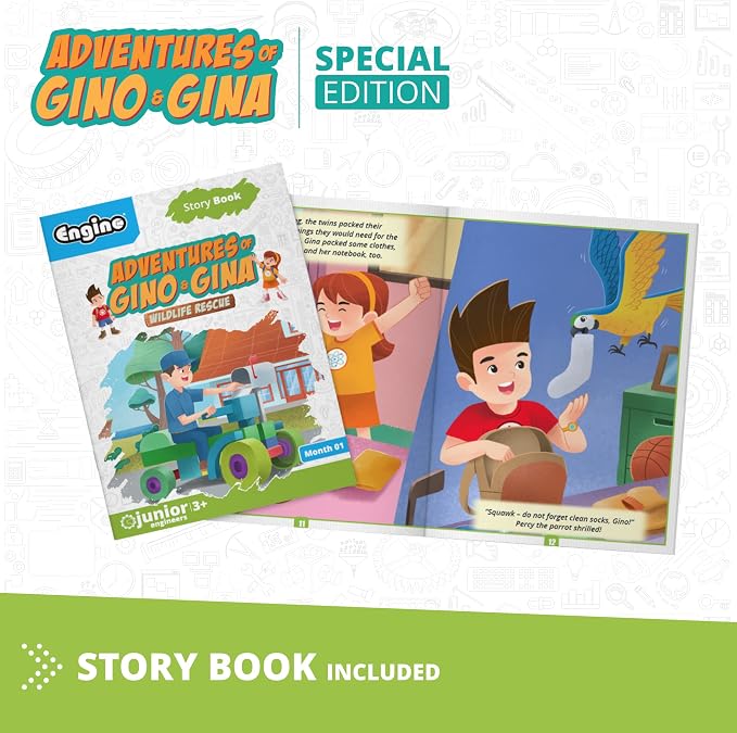 Engino: Qboidz Wildlife Rescue - Toy Vehicle Brick Building Set, 5 Bonus Models, Adventures Board Game, Story & Activity Books, STEM Play Kit, Kids 3+