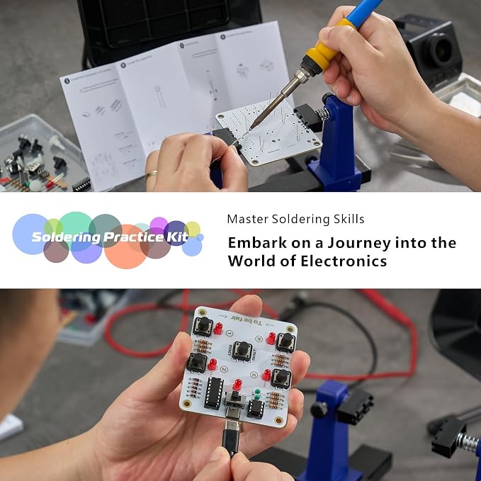Soldering Practice Kit, 4-Player Buzzer Game for Beginners, DIY | Through-Hole Components, Extra-Large Pads, Ideal for STEM Projects