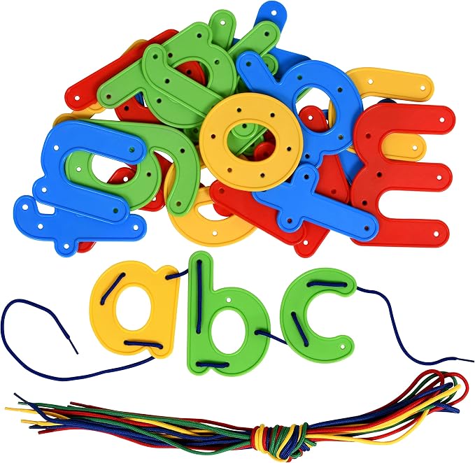 READY 2 LEARN Lacing Alphabet - Lowercase - 26 Letters - 8 Laces - Threading Toy for 3, 4, 5, 6 Year Olds - Fine Motor Skills, Letter Recognition and Early Spelling | Threading Toy for 3, 4, 5, 6 Year Olds, Fine Motor Skills, Letter Recognition and Ear...