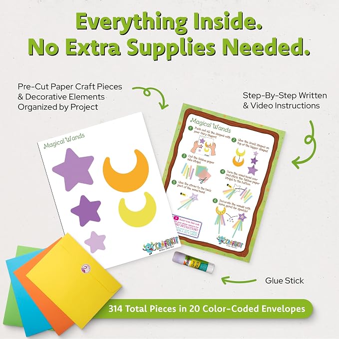 Craftikit® 20 Award-Winning Fairy Garden Crafts for Kids - 20 All-Inclusive Fun Paper Toddler Crafts, Fairy Garden Kit for Kids Ages 3-10