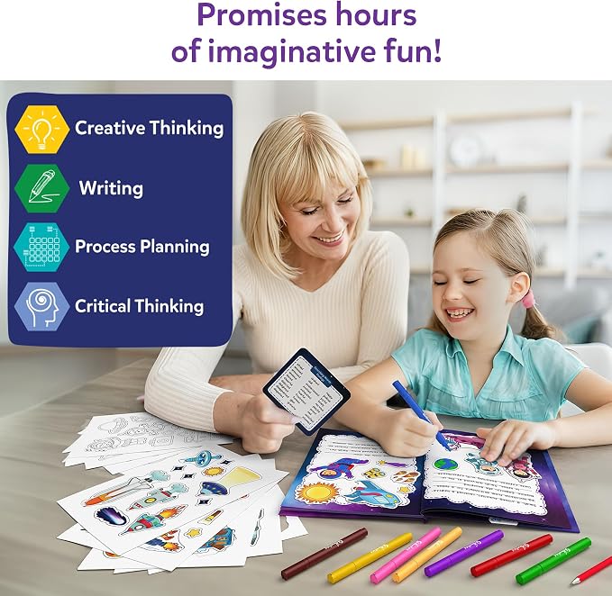 Skillmatics Storybook Art Kit – Space 2.0, Writing Activity, Gift for Kids | Create Space Stories, 300+ Stickers, Scrapbooking & Journal, Storytelling Activity, Screen-Free Craft, Ages 5, 6, 7, 8, 9