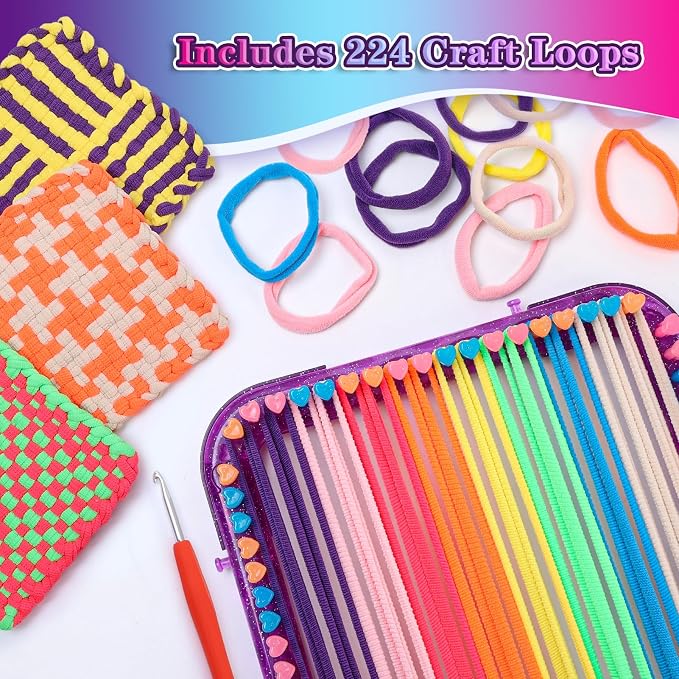 Weaving Loom Refill Loops Kit – Loom Refill Loops for Weaving Potholder Loom Kit - Arts and Crafts for Kids Ages 6 7 8-12 13 Girls Boys Adults - Crafts Supplies 224 PCS in 8 Bright Colors
