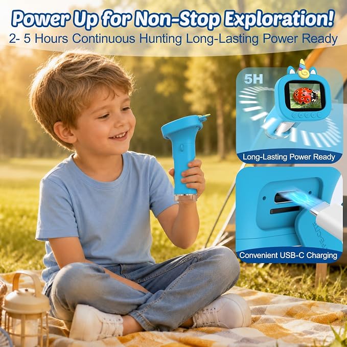 Kids Handheld Digital Microscope Portable: Mini Science Gifts Kit STEM Toy | 2.4" Display Gifts, Rechargeable, 1000X Pocket Educational Magnifying Glass Outdoor Gifts for Boys Girls