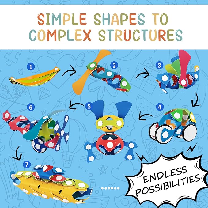 Flexible Building Blocks Set, Creative Construction Toys for Kids, Educational Fun for 3+ Years Old, Enhances Hand-Eye Coordination and Creativity