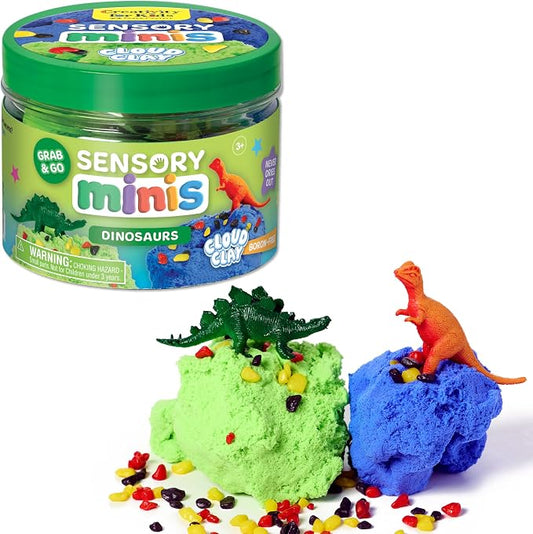 Creativity for Kids Sensory Minis Dinosaur Kit | Cloud Clay Sensory Toy for Toddlers | Squish, Scoop & Discover Dinosaur Figures | Screen Free Summer Supplies for Travel Activities (Ages 3+)