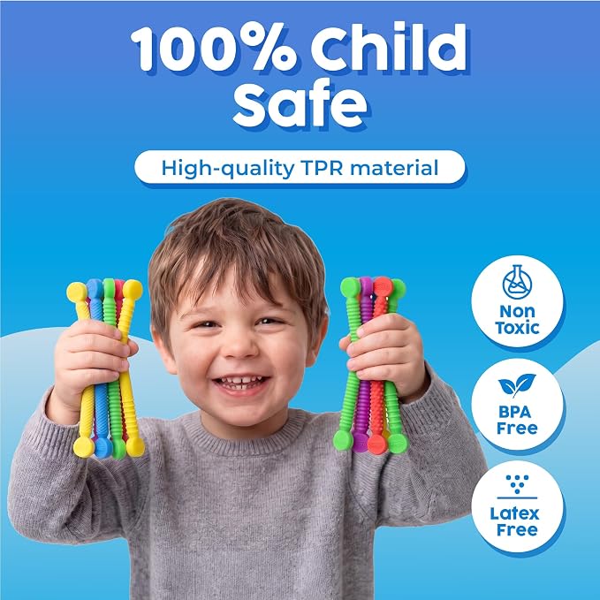 BUNMO Stretchy Strings - Sensory Toys - Stimulating & Addictive Toys for Kids - Fidget Toy - Hours of Fun for Kids - Non-Mouthable Toy 3+ - Mini Sensory 10 Pack