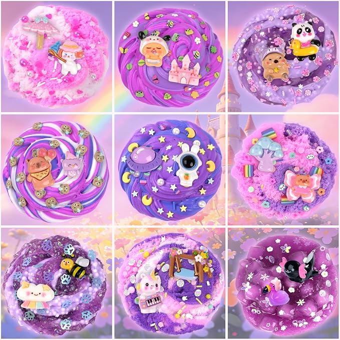 12-Pack Purple Slime Kit for Kids, Butter Cloud Squishy Party Favor Set | Birthday party favors, goodie bag stuffers, Easter basket fillers and sensory slime toys for boys and girls ages 4-10