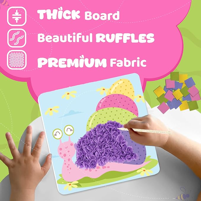 jackinthebox Poke Art Bugs Craft Kit for Kids, Girls, Toys, Gifts, Ages 4-8 | 1400 fabric pieces, fun bees project activities, birthday gift for toddler & girl, ages 4 5 6 7 8 9 yr old, flower pressing