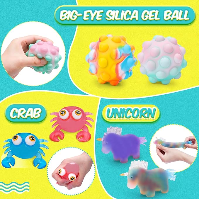 24 Pack Stress Balls, Squishy Balls, Squeeze Balls for Adults | Stress Relief Balls, Prize Box Stuffers, Party Favors