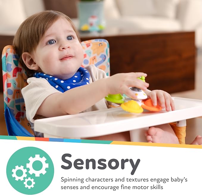 Nuby Suction Spinner Toys with Spinning Poppers – 3 Pack Baby Fidget Toys for High Chair & Bath, Space Theme, 12m+ | Spinning Poppers