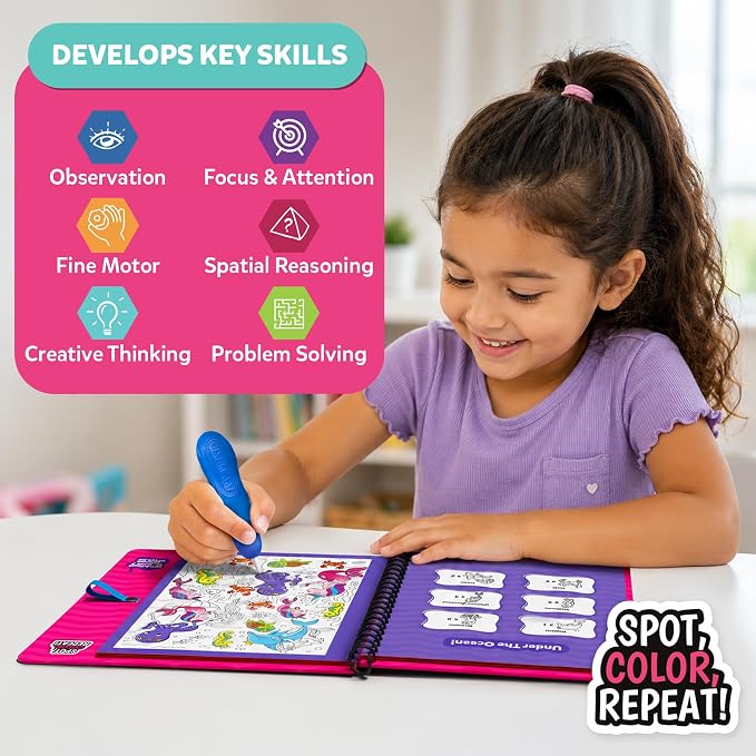 Skillmatics Water Spotter Unicorns & Princesses, Travel Toy, Activity Book | Paint with Water Kit, Kindergarten Coloring Book, Screen-Free Fun, Mess-Free, Gift for Kids, Boys & Girls Ages 4, 5, 6, 7, 8