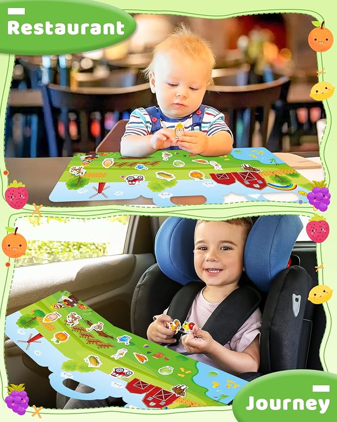 Benresive Reusable Sticker Book for Toddlers, Travel Stickers for Kids | Toddler Travel Activities Toys, Birthday Gifts for Boys & Girls, Airplane Travel & Road Trip Essentials Kids