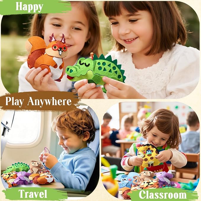 Wild Animal Sewing Kit for Kids Beginners, 12-in-1 Sew Your Own Felt Animals Craft Kit for Kids Girls Boys 6-8, 8-12, Fun and Educational Girls Birthday Gift Ideas
