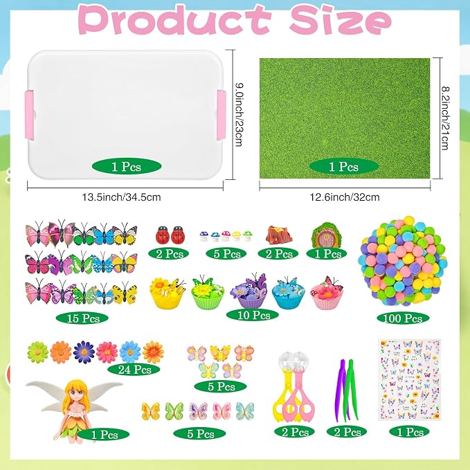 Cinrobiye 197 Pcs Butterfly Learning Activity Set, Spring Nature Sorting Activities with Butterflies, Flowers, Garden Accessories for Fine Motor Activities, Preschool Classroom Learning STEM Education