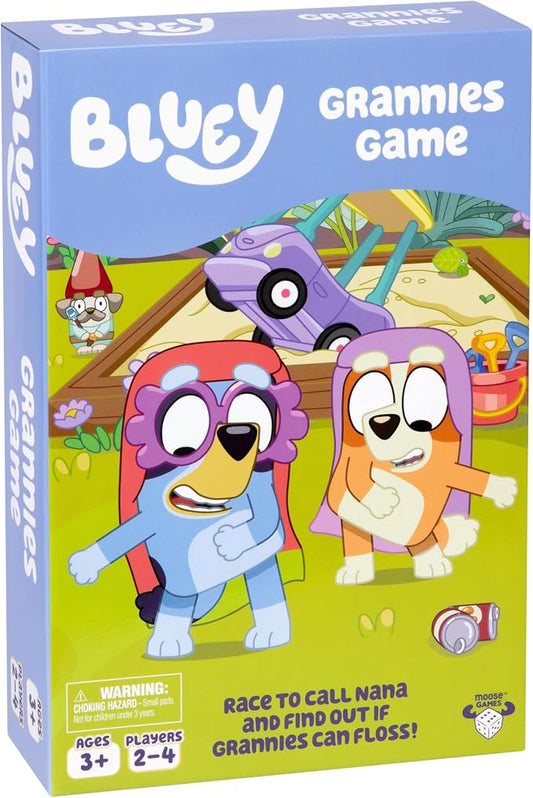 Bluey Grannies Game, A Granny Game Where You Collect Grannies' Items Like Glasses and Walking Sticks, Race to Be The First to Call Nana and Start A Flossing Party, for Ages 3+ for 2-4 Players