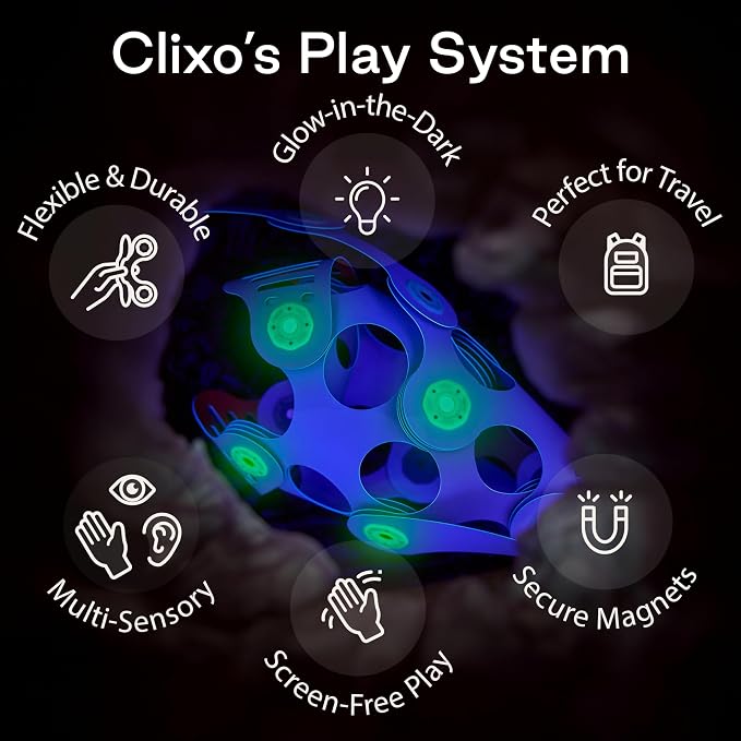 Clixo Ocean Creatures Pack, Glow in the Dark STEAM Magnet Toys(24 Pc, 6+) | Build sharks and deep-sea life! Sensory open ended toys for screen-free play. Magnetic STEAM building games & kids gift sets.