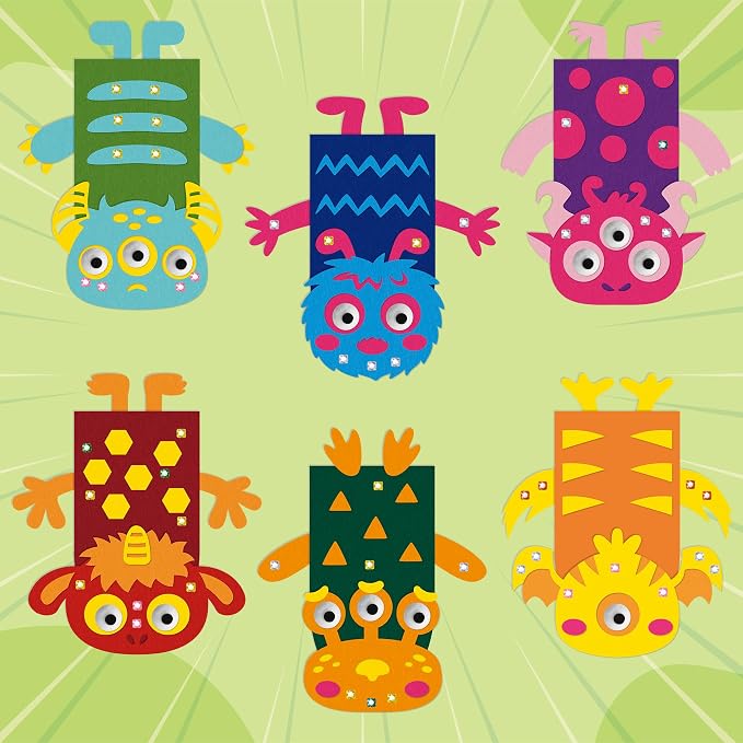 WATINC Hand Puppet Making Kit, Felt Sock Puppet Toys for Kids (Monster A) | 6 Styles, Make Your Own Storytelling & Role Play Crafts, Creative Group Activity, Party Favors & Gifts for Kids Ages 4-8