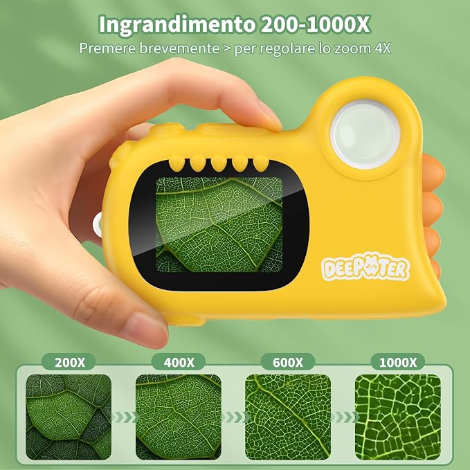 2 in 1 Microscope for Kids & Video Camera, Deepoter 1000X Digital Microscope with 2.0" Screen, Portable Handheld Kids Camera Toys, STEM Educational Science Kit Gifts for 3-12 Age Years Old Boys Girls | Pocket-Size Design Lightweight and Easy to Carry f...