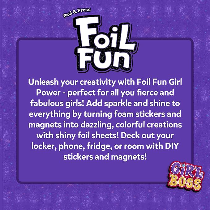 Skillmatics Foil Fun Girl Power, Foil Art & Craft Activity, Gift for Tweens | Mess-Free Activity, 20+ Magnets & 60+ Stickers, Travel, Screen-Free Fun, Party Favor for Kids, Teens (Ages 7–13)