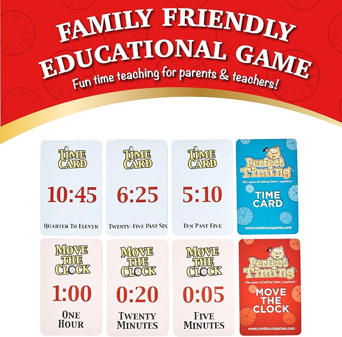 Continuum Games Perfect Timing Game, Tell Time Cooperative Board | for Kids, Fun Educational Family Game to Learn How to Read a Clock