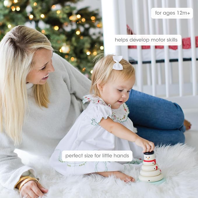 Pearhead Christmas Snowman Stacking Toy Set, Holiday Toys for Toddlers