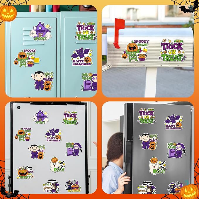 Halloween Coloring Arts Crafts Kits - 30Pcs Happy Halloween Color Your Own Magnets for Kids Trick or Treat Blank DIY Coloring Magnets for Party Fridge Refrigerator School Classroom Activities Decor