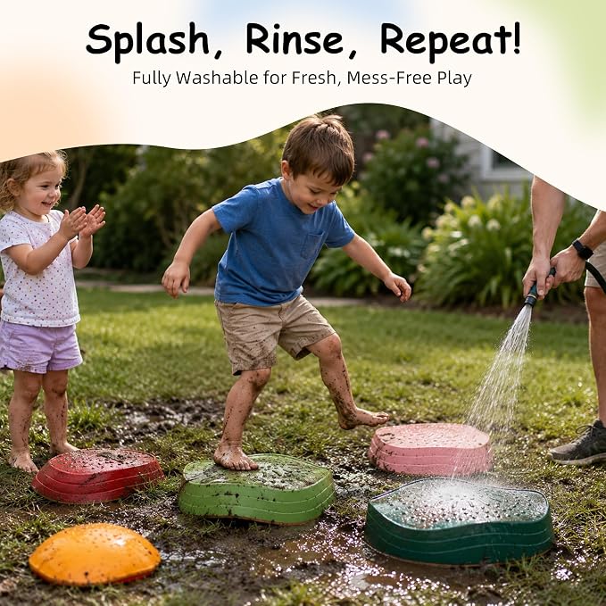 Balance stepping stones for kids, non-slip toddlers sensory toys outdoor or indoor play, promoting motor skills and confidence,Coordination Toys for children age 3 4 5 6 7+（forest）