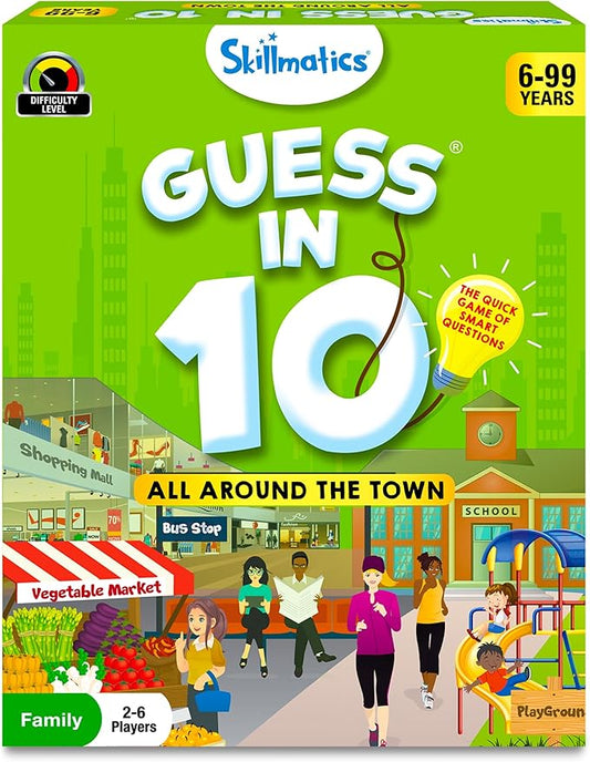 Skillmatics Guess in 10 Around Town – Card Game for Kids & Families | Perfect for Boys, Girls & Kids, Travel Friendly Card & Board Games, Gifts for Ages 6, 7, 8, 9 & Up