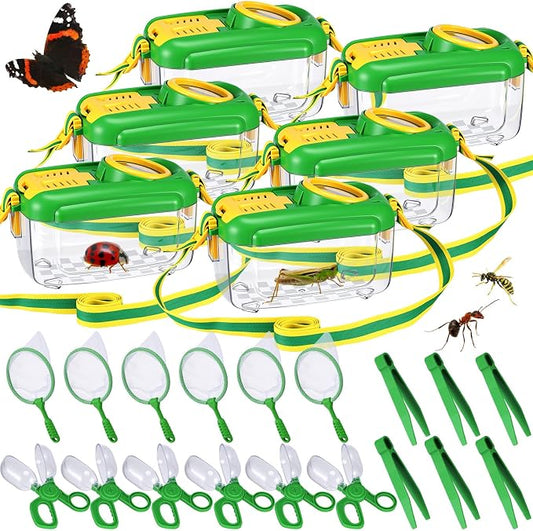 Halloscume 6 Sets Bug Catcher for Kids Insect Catching Kit, Green