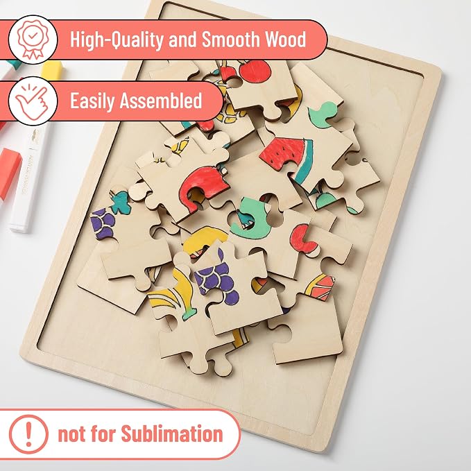 Mr. Pen- Blank Wooden Puzzle, 24 Pieces, 11.8" x 8.8" | Wooden Blank Puzzles to Draw on