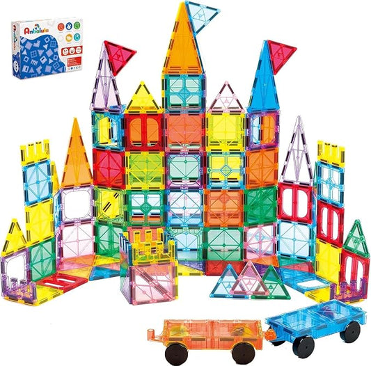 Anbalulu 134PCS Magnetic Building Tiles, Gift for Boys and Girls Ages 3+ | Durable STEM Toys with Strong Magnets for Kids, Educational Building Blocks for Group Play Activities