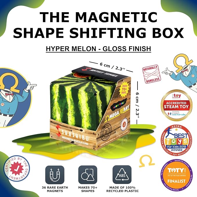 Shashibo DODECA Magnetic Puzzle Cube, Stress Relief Fidget Toy | 100+ Possible Shapes, Sensory Fidget Toy For Adults & Kids, Fun Shape Shifting Puzzle Box For All Ages