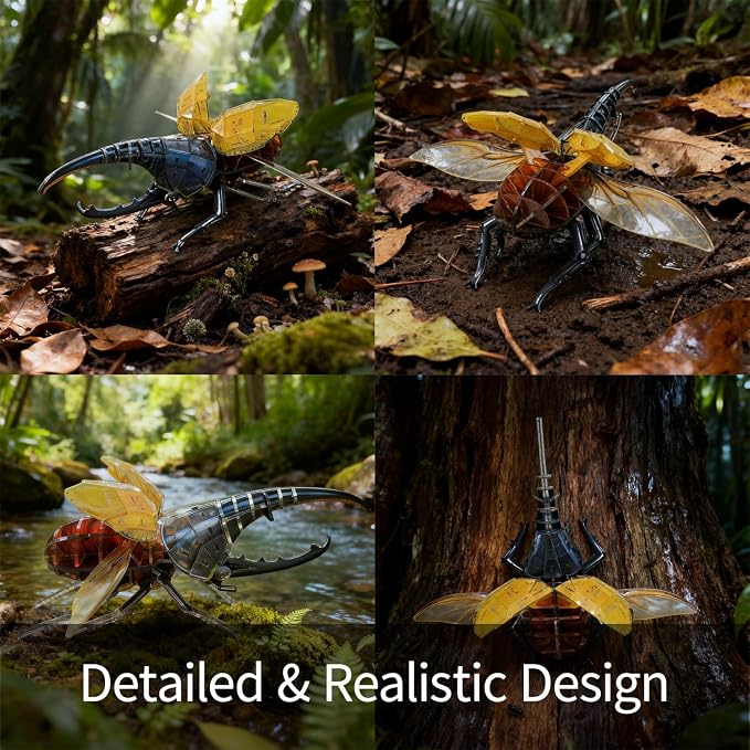 3D Acrylic Insect Puzzle DIY Bug Model Kit Animal STEM Gift | Building Kits Crafts Figurine Sculpture Nature Decoration Educational Display Toys for Kids and Adults (Hercules Beetle)