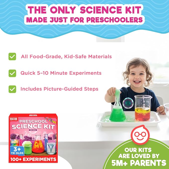 Doctor Jupiter Preschool Science Kit for Girls Ages 3-5, Birthday Gift | Science Kits for Kids Ages 3-5, 100+ Experiments, Birthday Gift Ideas for Girls Ages 3,4, Learning & Educational Toy