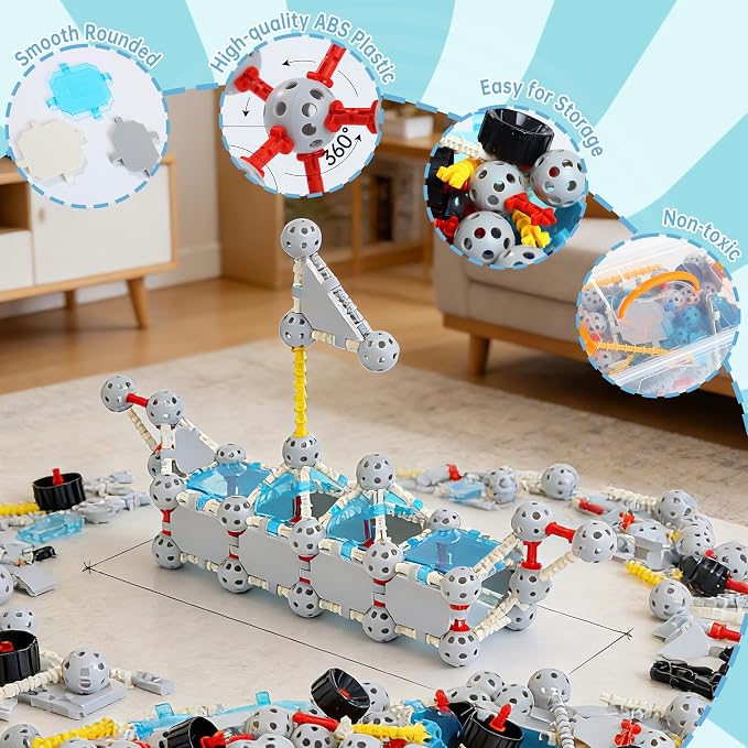 160PCS STEM Building Toys 360° Connectors for Kids 3-12 | Engineering Building Kit, Creative Play Set, Educational Gift, Eerector Set,Construction Toys for Kids, Interlocking Blocks